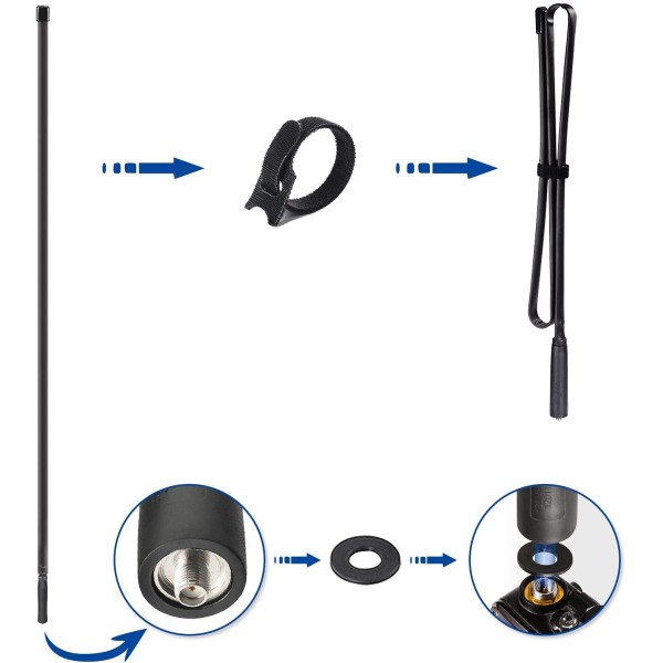 AS-DF - Antenne longue 108 cm flexible RADIO VHF UHF 136-520 MHz